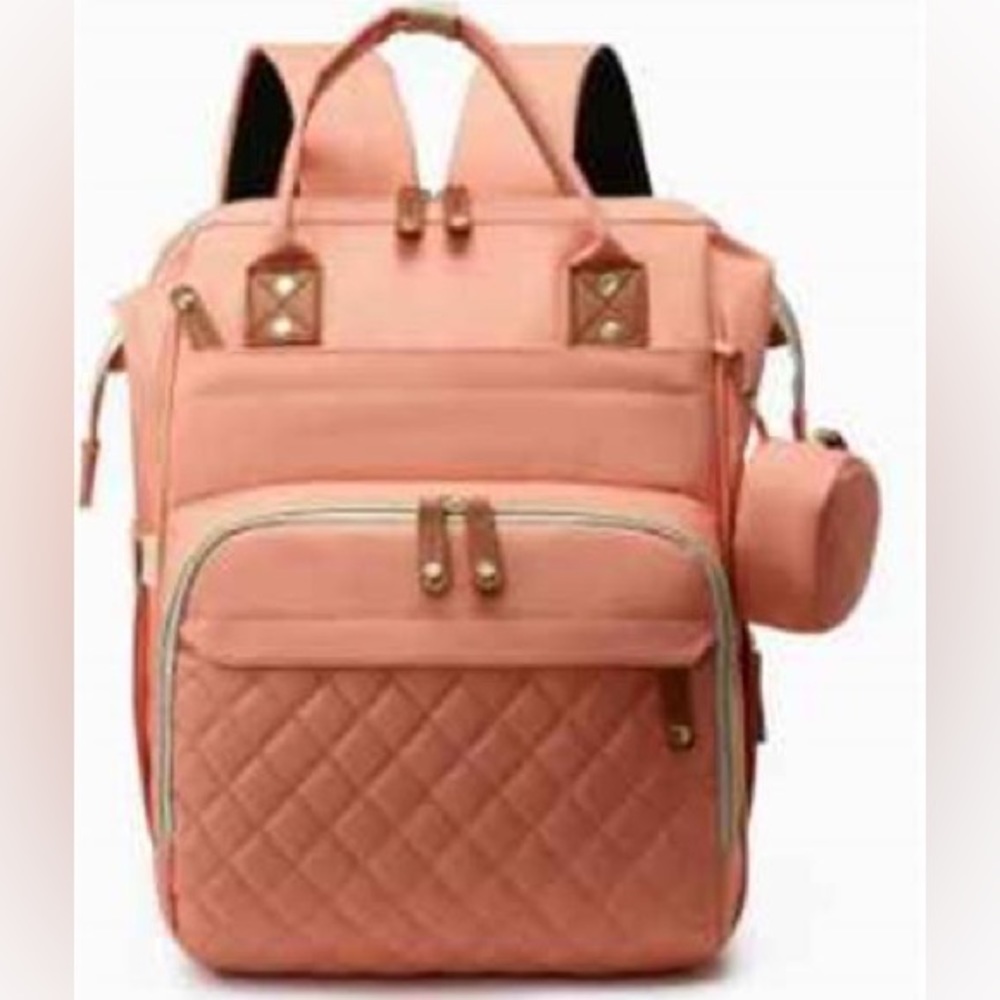 Unisex Diaper Bag Backpack, 38x30x7cm, pink